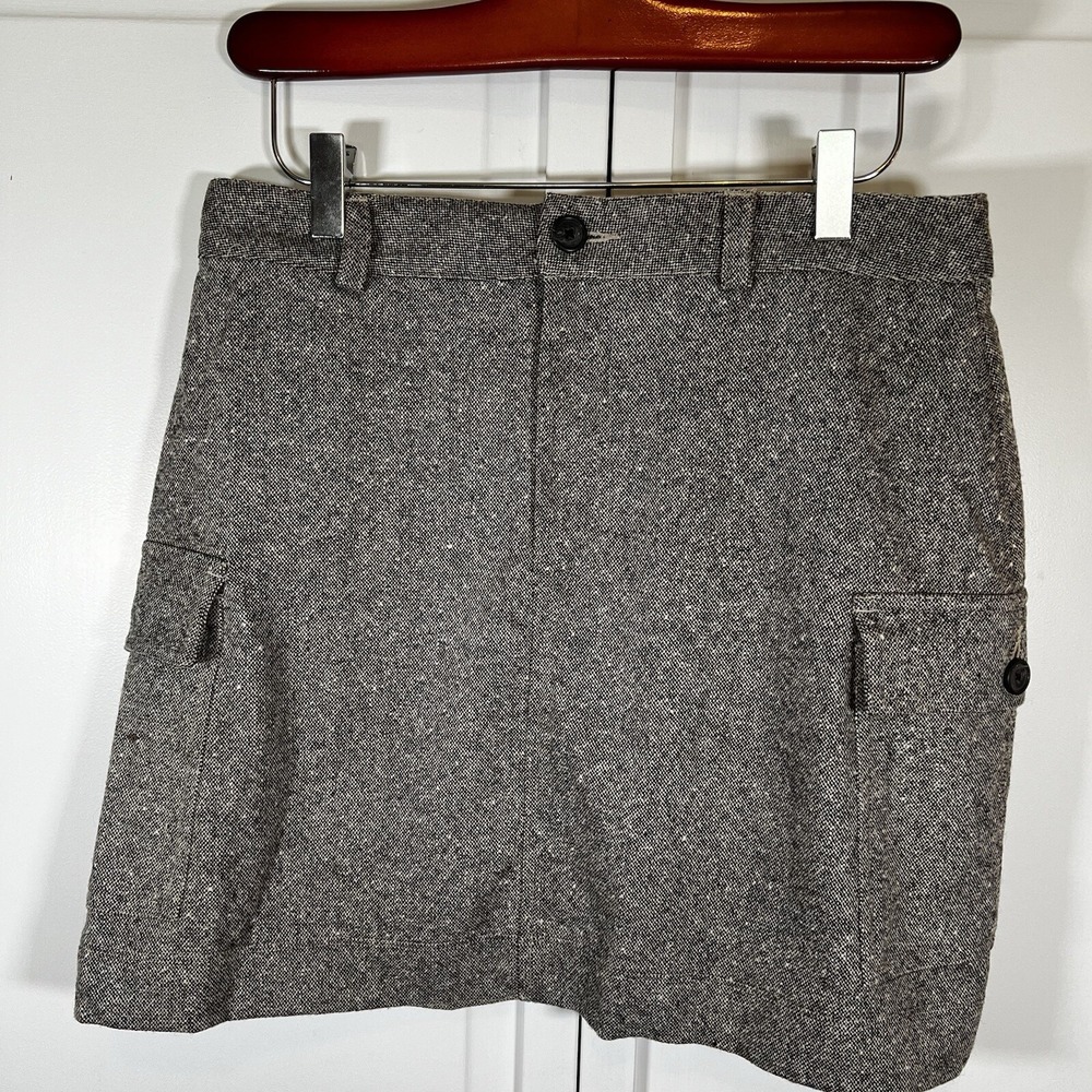 J.‎ Crew Skirt Size 8 Wool Blend Black Herringbone Cargo Pockets Mini Utility